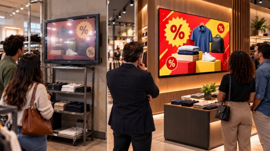 TV comum ou tela profissional: qual escolher para o ponto de venda?